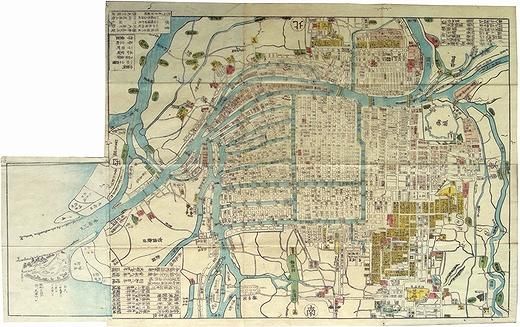 摂津大坂図鑑綱目大成 古地図 元禄？？ 摂津大坂 地図 攝津大坂 摂津 