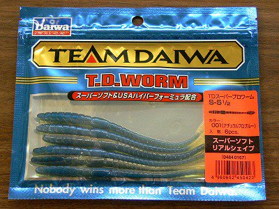 チームダイワ/DAIWA TDワーム 【TD スーパープロワーム S 5.5インチ / T.D. SUPER PRO WORM-S 5-1/2  inch】 #001 ナチュラルプロブルー - 釣り具の松屋ネットショップ