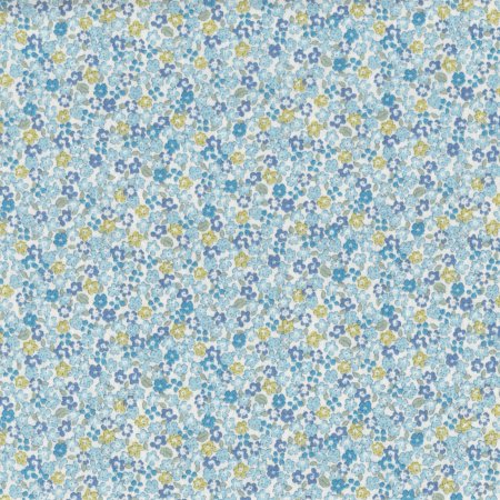 ハンドワークスファブリック Fiore Collection（フィオーレコレクション）プチフラワー ブルー（55×25） - パッチワークキルトと生地、キット、副資材のお店 Quilt Qufu
