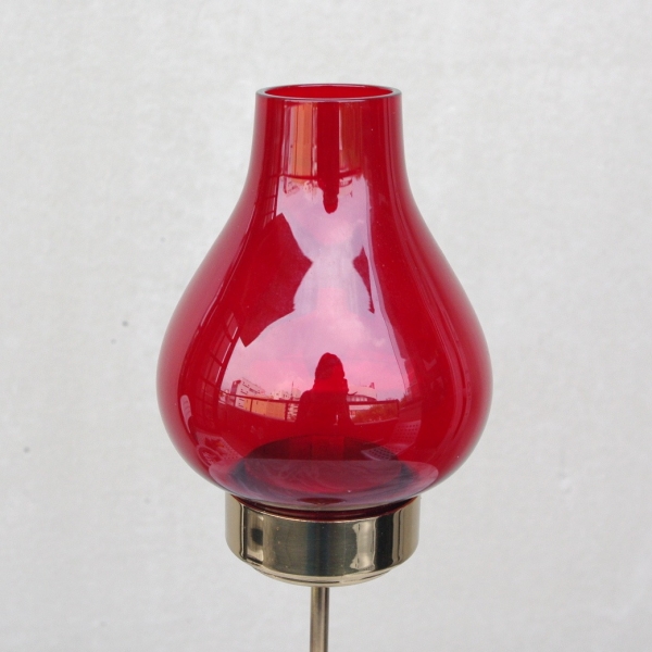 Gunnar Ander/Ystad Metall/Candlestick with Glass/Red