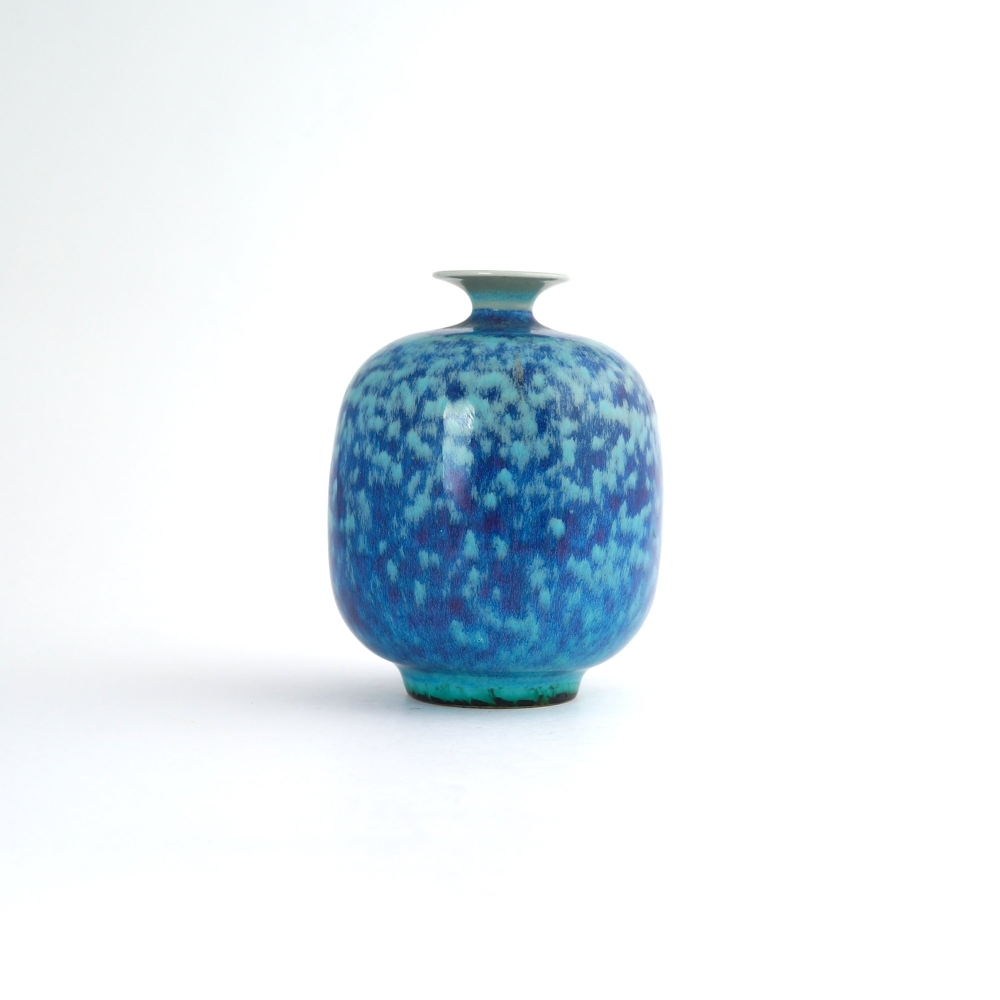 優れた品質 希少！ベルントフリーベリ 瑠璃色柚花器 ブルー 花瓶