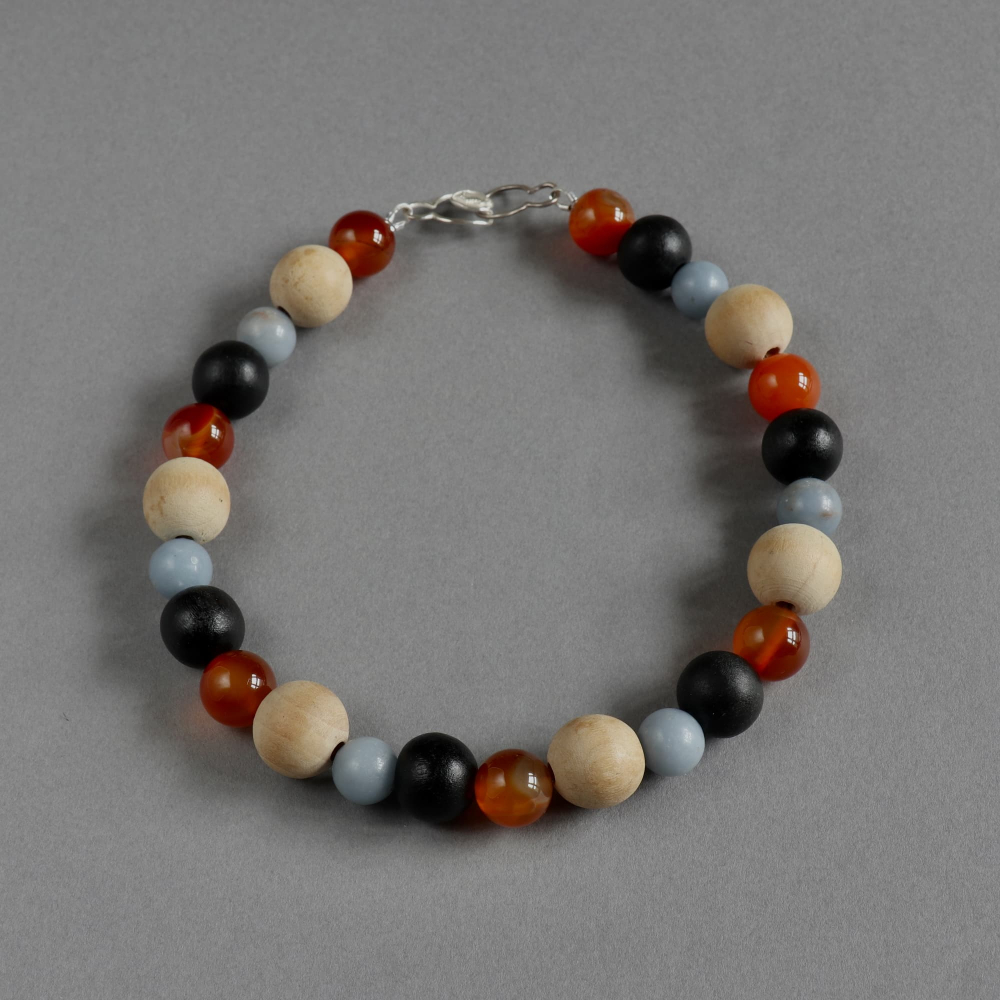 <img class='new_mark_img1' src='https://img.shop-pro.jp/img/new/icons7.gif' style='border:none;display:inline;margin:0px;padding:0px;width:auto;' />Melanie Decourcey / Beaded Necklace / wood beads with Angelite & carnelian