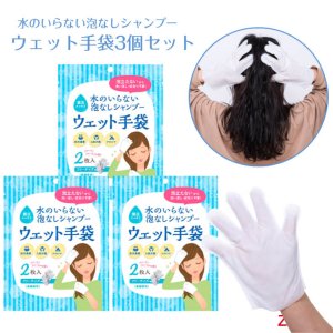 水のいらない泡なしｼｬﾝﾌﾟｰ ｳｪｯﾄ手袋（2枚）【四国紙販売】 - 大人用