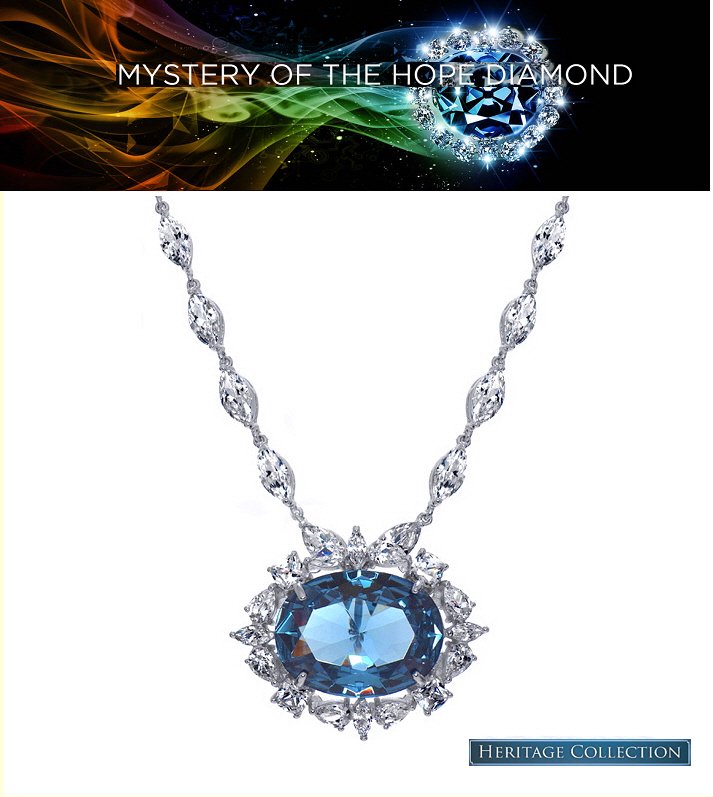 Hope Diamond Necklace & Brooch Blue Diamond cz Heritage Jewelry