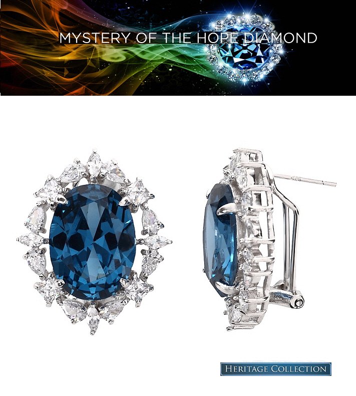 Hope Diamond Earrings Blue Diamond cz Heritage Jewelry