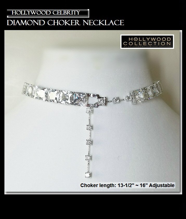 Stunning Diamond cz Choker Necklace Bridal Party Jewelry
