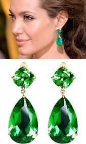 Angelina Jolie Inspired Emerald Green Earrings Teardrop 85 TCW 