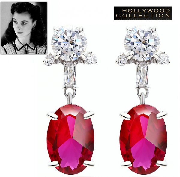 Gone With The Wind Ruby Red Earrings Vivian Leigh Hollywood Star Jewelry