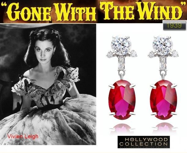 ルビー 揺れる ピアス 名画「風と共に去りぬ」ビビアン リー