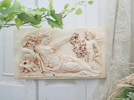 幻想 天使と女神様のウォールプラーク - 薔薇と天使のアンティーク
