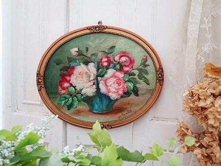 フランスアンティーク油絵薔薇バラ