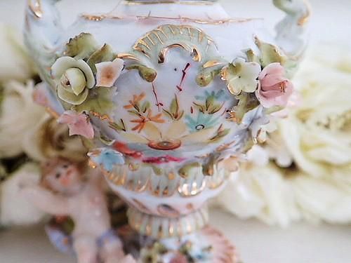 マイセンスタイル天使のポプリポット - 薔薇と天使のアンティーク