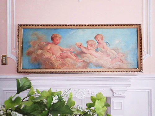 フランス絵画 ティファニーブルー『天空の天使』 - 薔薇と天使の