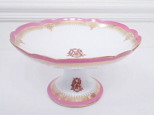 パリ窯　オールドパリス　ポンパドールピンクの愛のプレート パリ窯オールドパリスポンパドールピンクの愛のプレート