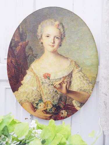 油彩版画『マダムルイーズの肖像画』 - 薔薇と天使のアンティーク