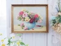 【ビンテージ レトロ ユーロアンティーク】薔薇の絵画2個セット ビンテージ レトロ ユーロアンティーク】薔薇の絵画2個セット