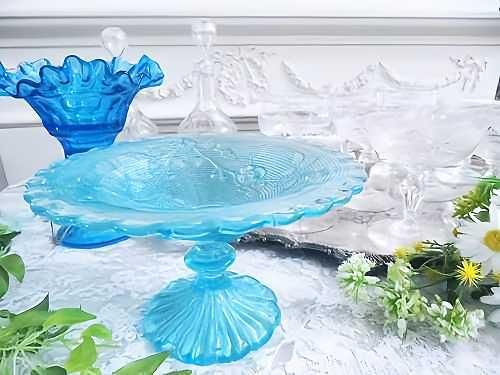 ※美品※フランスアンティーク　サンタマン　コンポティエ　青と白のお花　ブルーエ 美品※フランスアンティーク サンタマン コンポティエ 青と白の