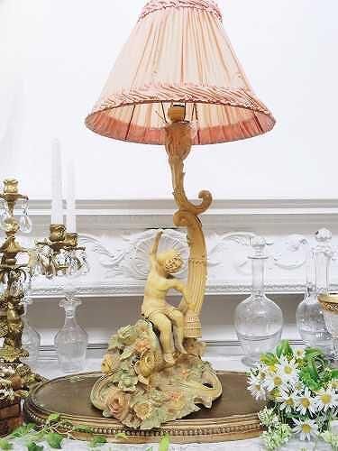 バーボラ天使 1灯テーブルランプスタンド - 薔薇と天使の