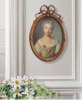 フランスアンティークオーバル絵画フレーム額装天使エンジェル森