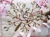 フランスアンティークファブリック激レア！花籠ローズガーランドリボン蝶！