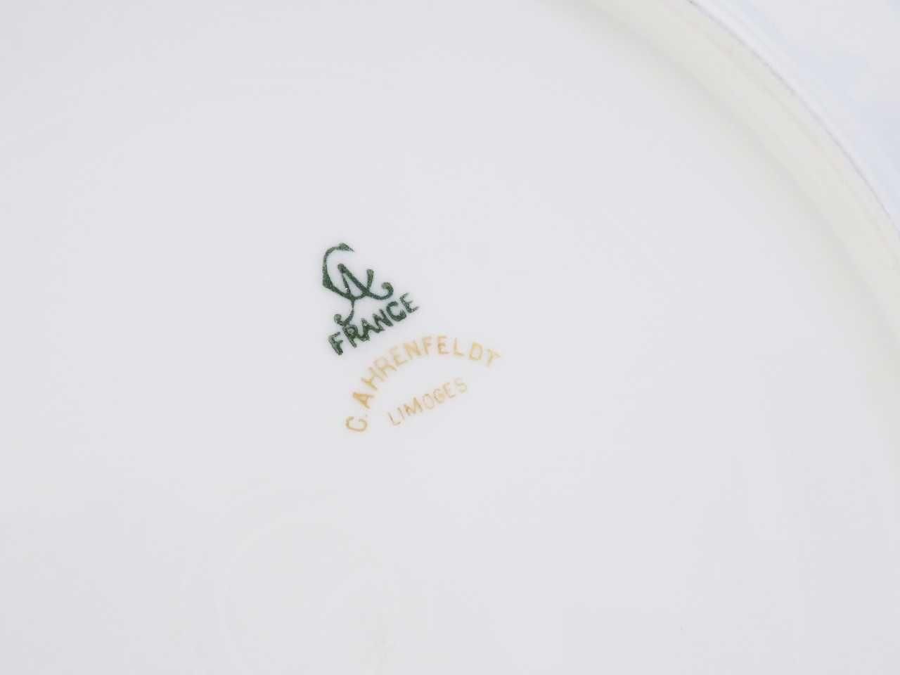 【アレンフェルト／リモージュ】金彩 金盛 手描き／花と金彩のプレート ② アレンフェルト／リモージュ】金彩 金盛 手描き／花と金彩のプレート