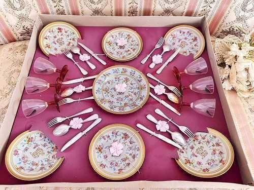 激レア ミニチュアディネットのプレゼンテーションセット - 薔薇