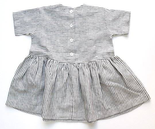 AS WE GROW（アズウィーグロウ)／Pocket dress - Grey/Ivory stripe 