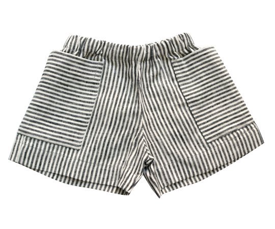 AS WE GROW（アズウィーグロウ)／Pocket Shorts - Grey Ivory Stripe - 子供服の通販サイト　doudou  jouons