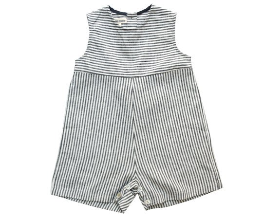 AS WE GROW（アズウィーグロウ)／Pocket dress - Grey/Ivory stripe 