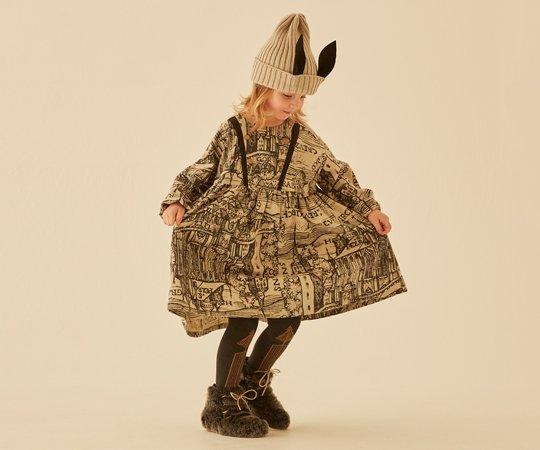 40%off】eLfinFolk（エルフィンフォルク）／Castle town print dress