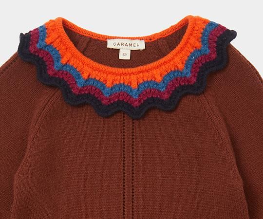 キャラメル　ワンピース　10Y 10Y/CARAMEL キャラメルKNITTED DRESS（NAVY ）