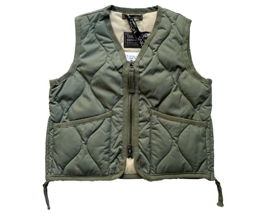 TAION（タイオン）／ KIDS MILITARY V NECK ZIP VEST - オリーブ