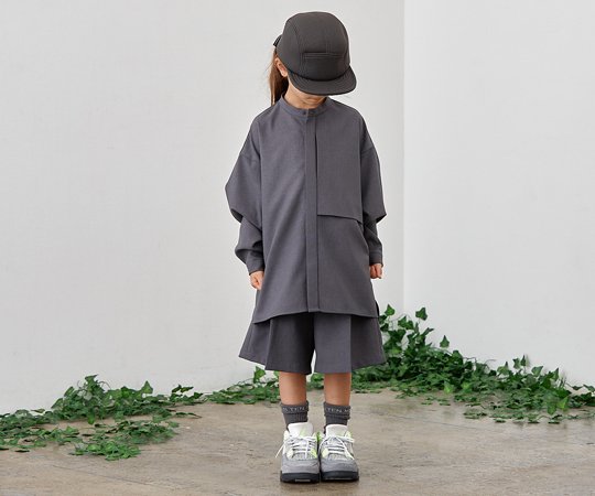 MOUN TEN.(マウン テン）／polyester canapa half pants-charcoal - 子供服の通販サイト　doudou  jouons