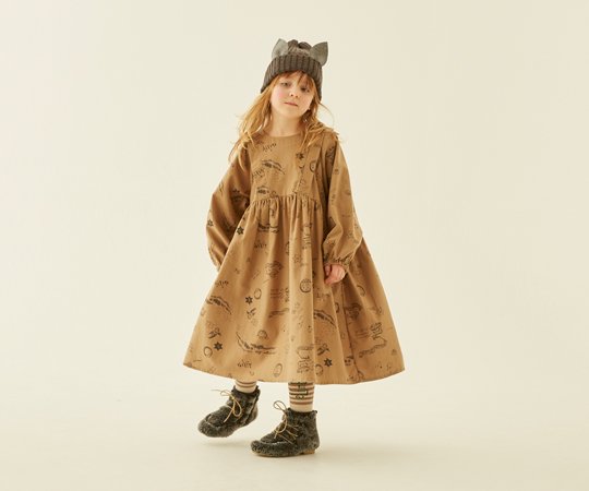 eLfinFolk（エルフィンフォルク）／AuRora tarina printed Dress - camel - 子供服の通販サイト　doudou  jouons