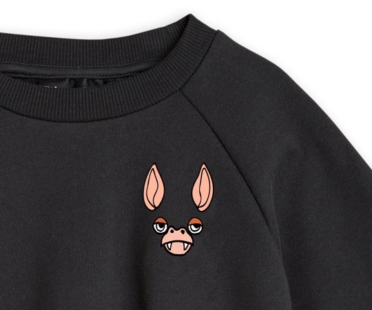 mini rodini（ミニロディーニ）／Bat sleeve sweatshirt - Black