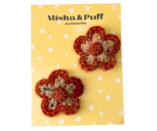 Misha&Puff(ミーシャアンドパフ）／Medium Flower Clip Set - Camel Confetti