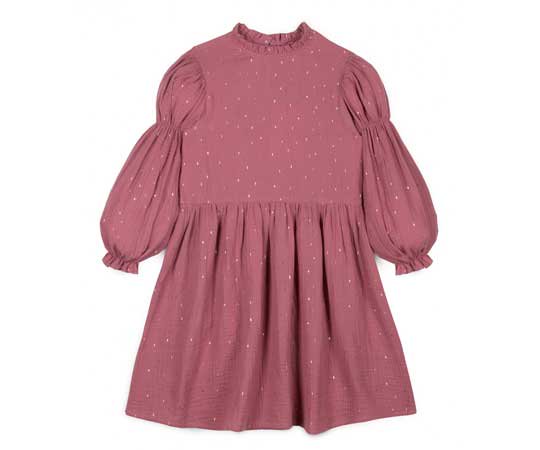 MIPOUNET(ミポウネット)／EMILIE MUSLIN DRESS-PINK サスティナブルで