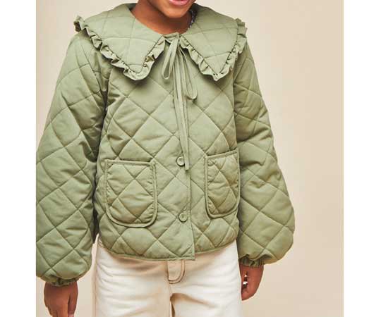 MIPOUNET(ミポウネット)／GIULIA COLLARED QUILTED JACKET-GREEN|  サスティナブルで洗練されたデザインの子供服ブランド - 子供服の通販サイト doudou jouons