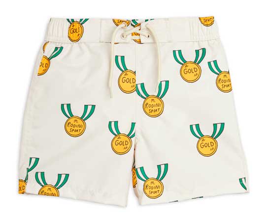 mini rodini（ミニロディーニ）／MEDAL AOP WOVEN SWIM SHORTS-Grey