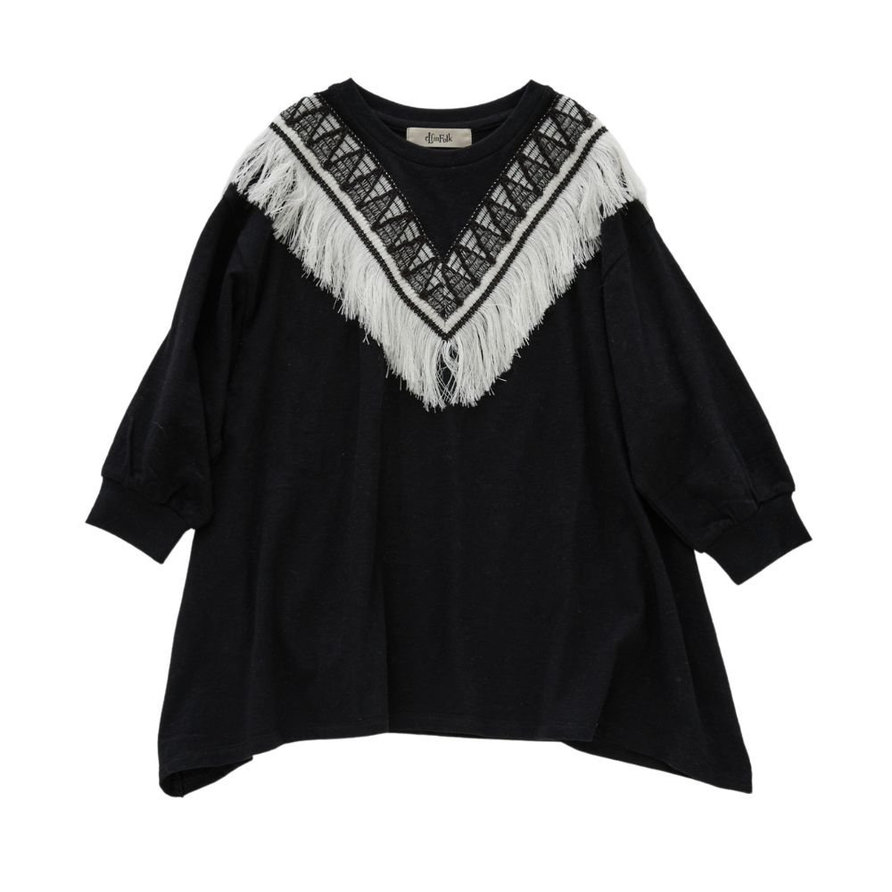 eLfinFolk（エルフィンフォルク）／ZigZag Fringe Long Tee - black -  世界中のベビー&子供服をセレクトしたオンラインショップ doudou jouons