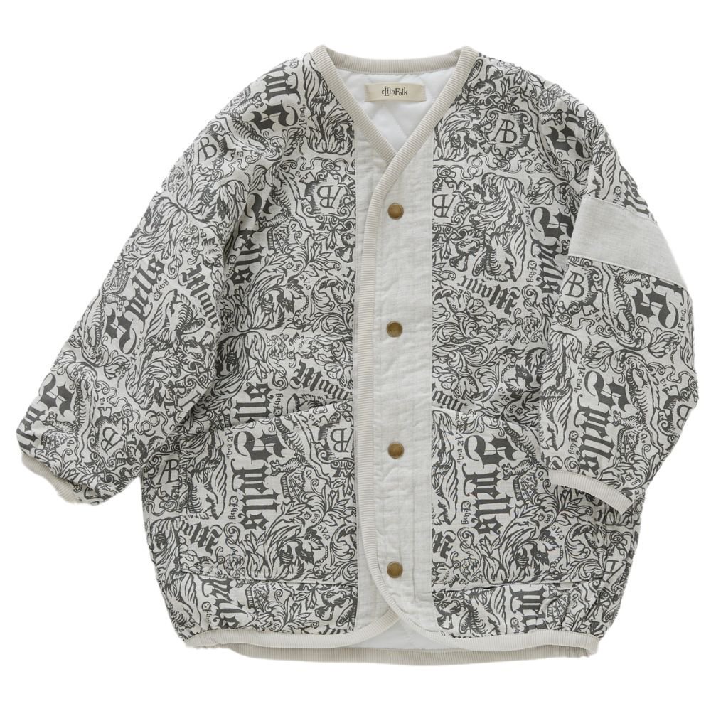 eLfinFolk（エルフィンフォルク）／Magic Spell print Cotton Viyella Quiltung Jacket -  light gray - 世界中のベビー&子供服をセレクトしたオンラインショップ doudou jouons