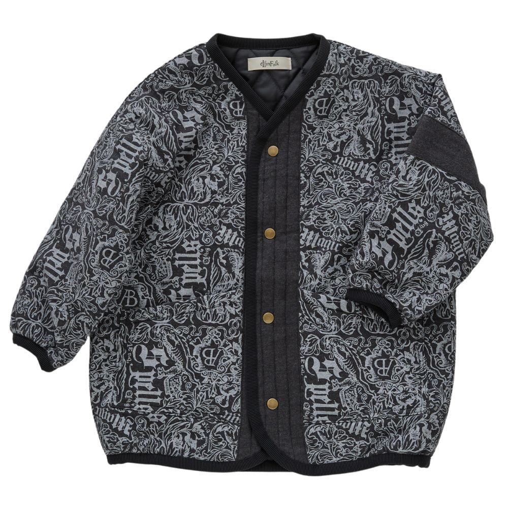 8月末入荷-予約販売］eLfinFolk（エルフィンフォルク）／Magic Spell print Cotton Viyella Quiltung  Jacket - charcoal - 子供服の通販サイト doudou jouons