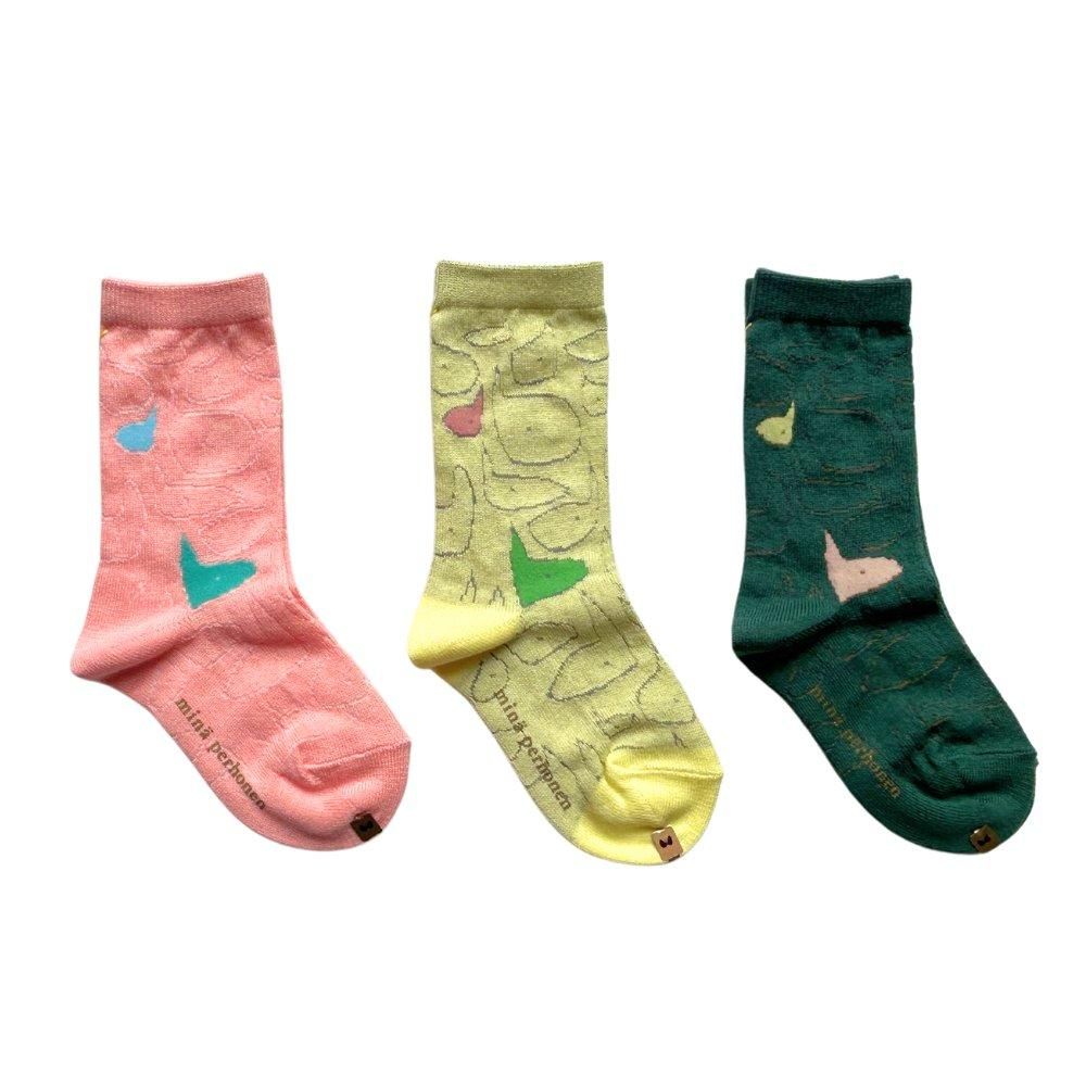 ミナペルホネン ソックス ３足＊pink mina perhonen（ミナ ペルホネン）／chit-chat socks - pink