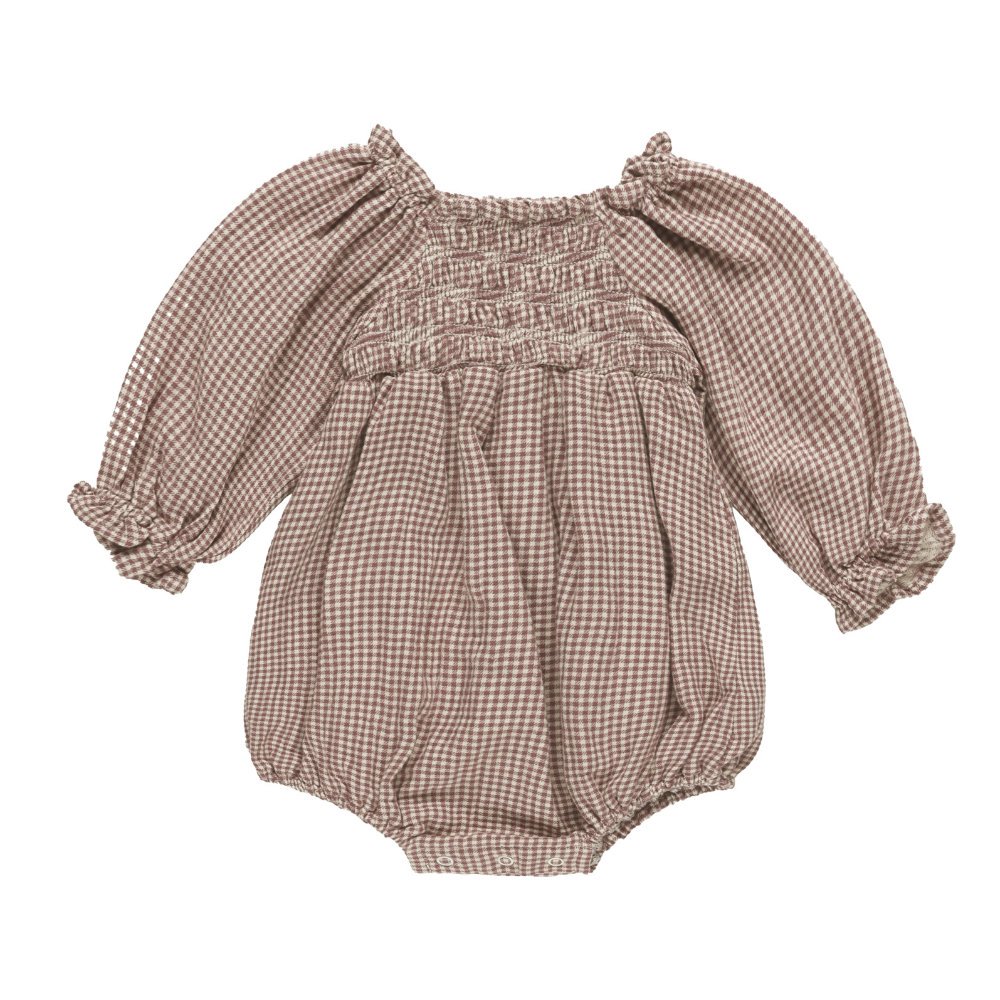 QUINCY MAE（クインシーメイ）／EDEN ROMPER - PLUM GINGHAM -  世界中のベビー&子供服をセレクトしたオンラインショップ doudou jouons