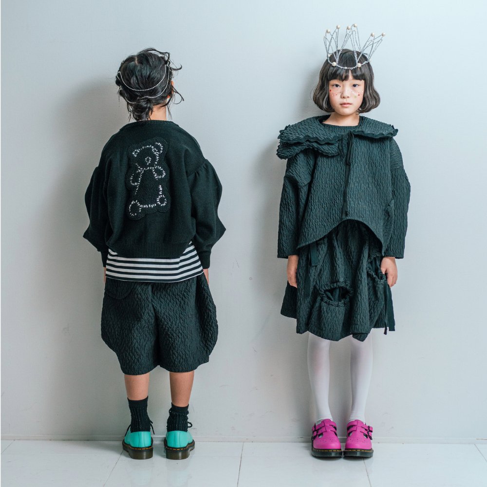 frankygrow(フランキーグロウ)／MATELASSE JQ CIRCLE POCKET SHORT PANTS - BLACK -  世界中のベビー&子供服をセレクトしたオンラインショップ doudou jouons