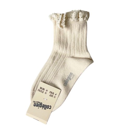 collegien(쥸)Lili
Lace Trim Ribbed Ankle Socks - Doux Agneaux