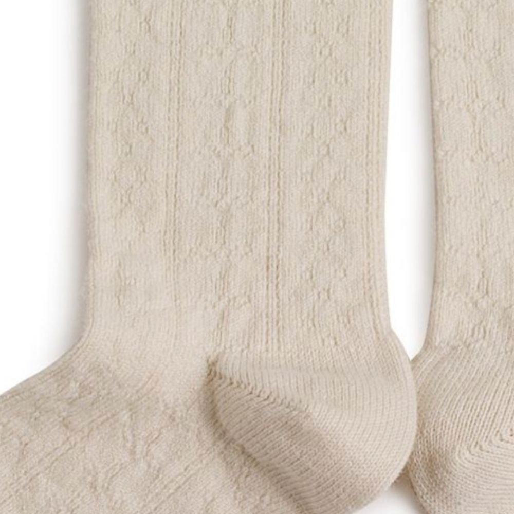 collegien(コレジアン)／Juliette Pointelle Organic Cotton Knee-high Socks - Doux  Agneaux - 世界中のベビー&子供服をセレクトしたオンラインショップ doudou jouons