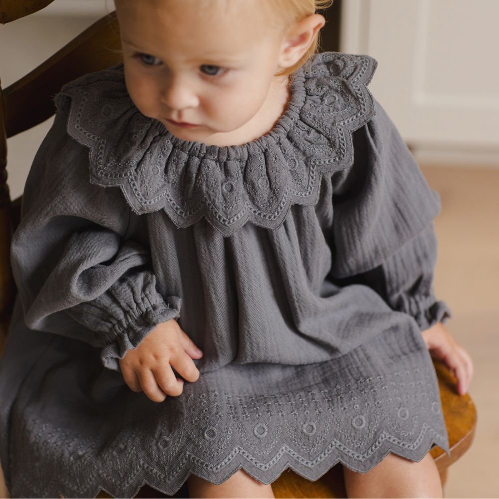 QUINCY MAE（クインシーメイ）／LONG SLEEVE ISLA DRESS - INDIGO - 世界中のベビー&子供服をセレクトしたオンラインショップ  doudou jouons