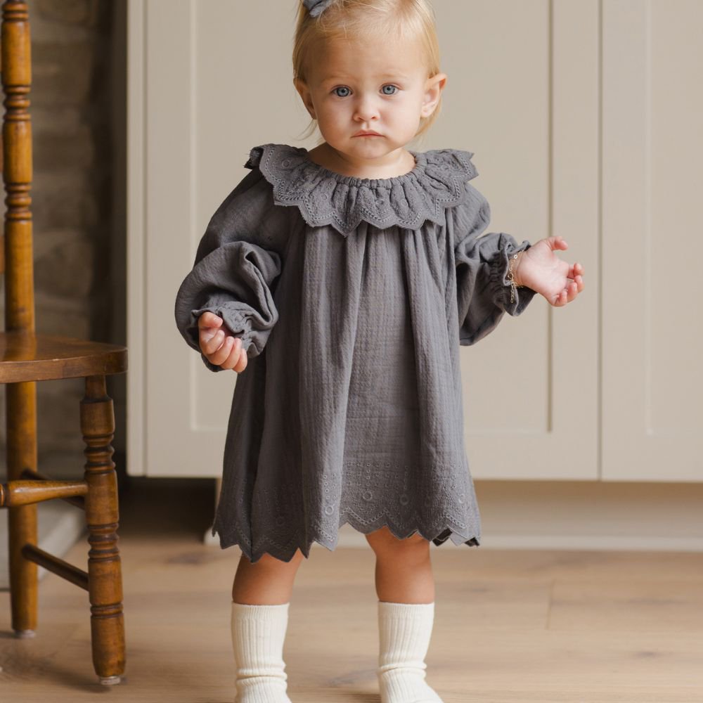 QUINCY MAE（クインシーメイ）／LONG SLEEVE ISLA DRESS - INDIGO - 世界中のベビー&子供服をセレクトしたオンラインショップ  doudou jouons