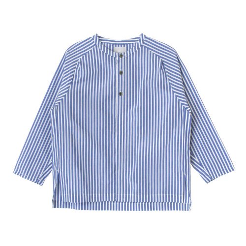 <img class='new_mark_img1' src='https://img.shop-pro.jp/img/new/icons7.gif' style='border:none;display:inline;margin:0px;padding:0px;width:auto;' />m doudou jouonsCOLLARLESS STRIPE SHIRTBLUE150-160